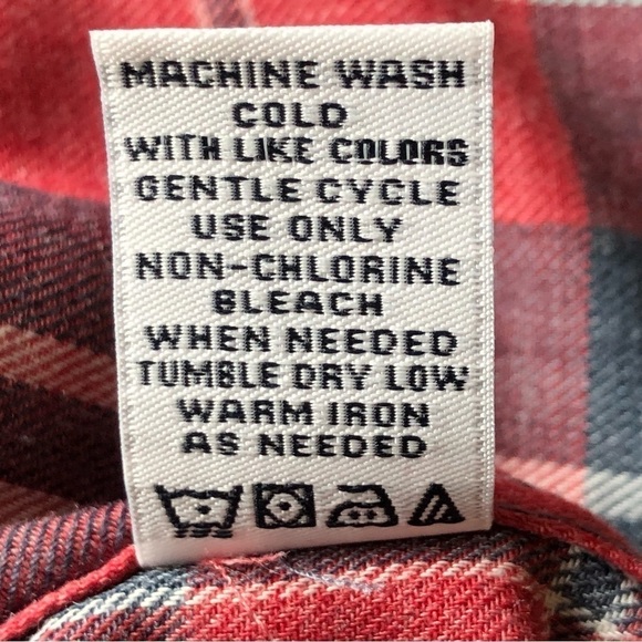 Thread & Cloth Red Gray Plaid Button Down Long Sleeve Shirt Size Small - Picture 6 of 10